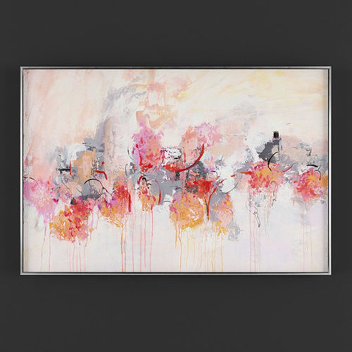 Pictures75 abstract painting with flowers Low-poly 3D model