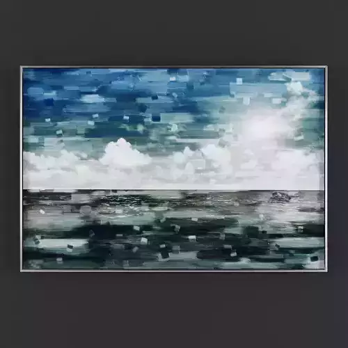 Pictures78 abstract painting of ocean with clouds