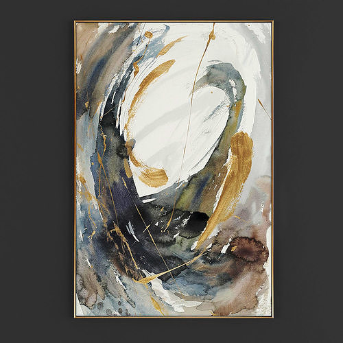 Pictures81 abstract painting in gold Low-poly 3D model
