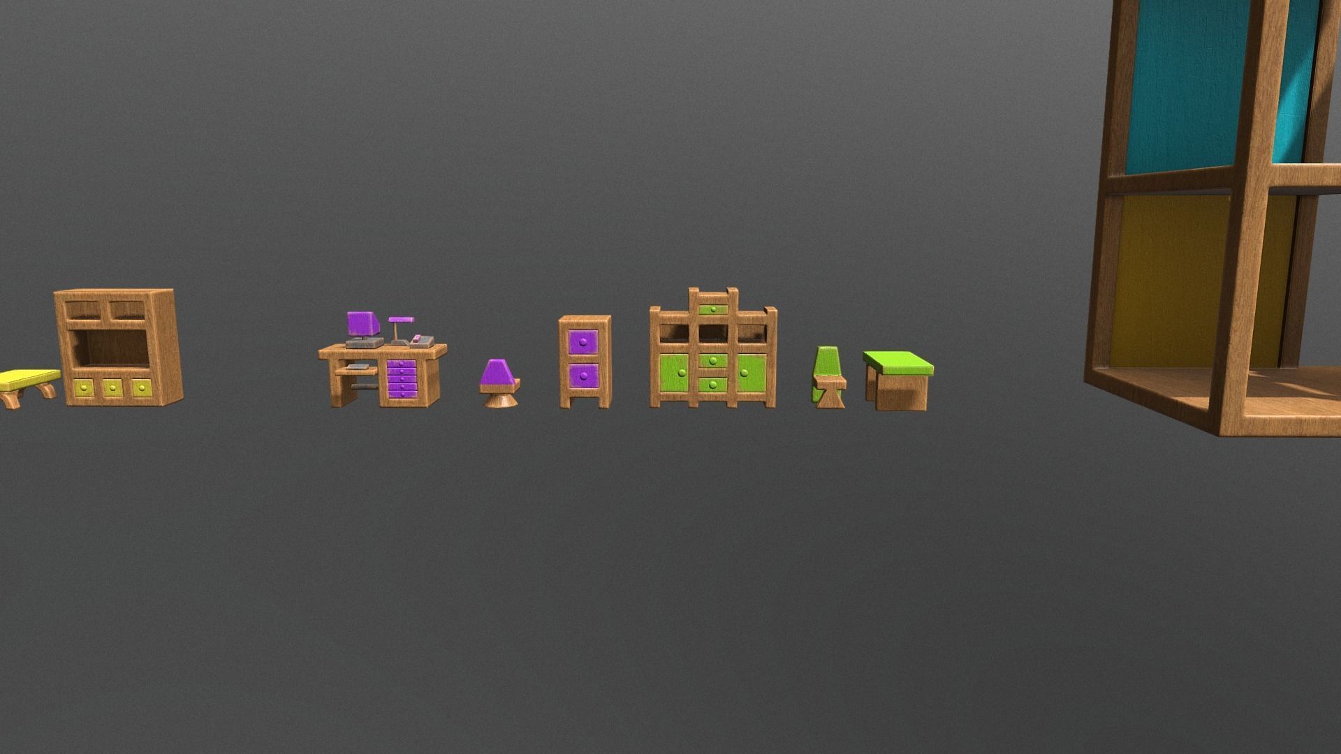 Dolls House Low-poly 3D model_6