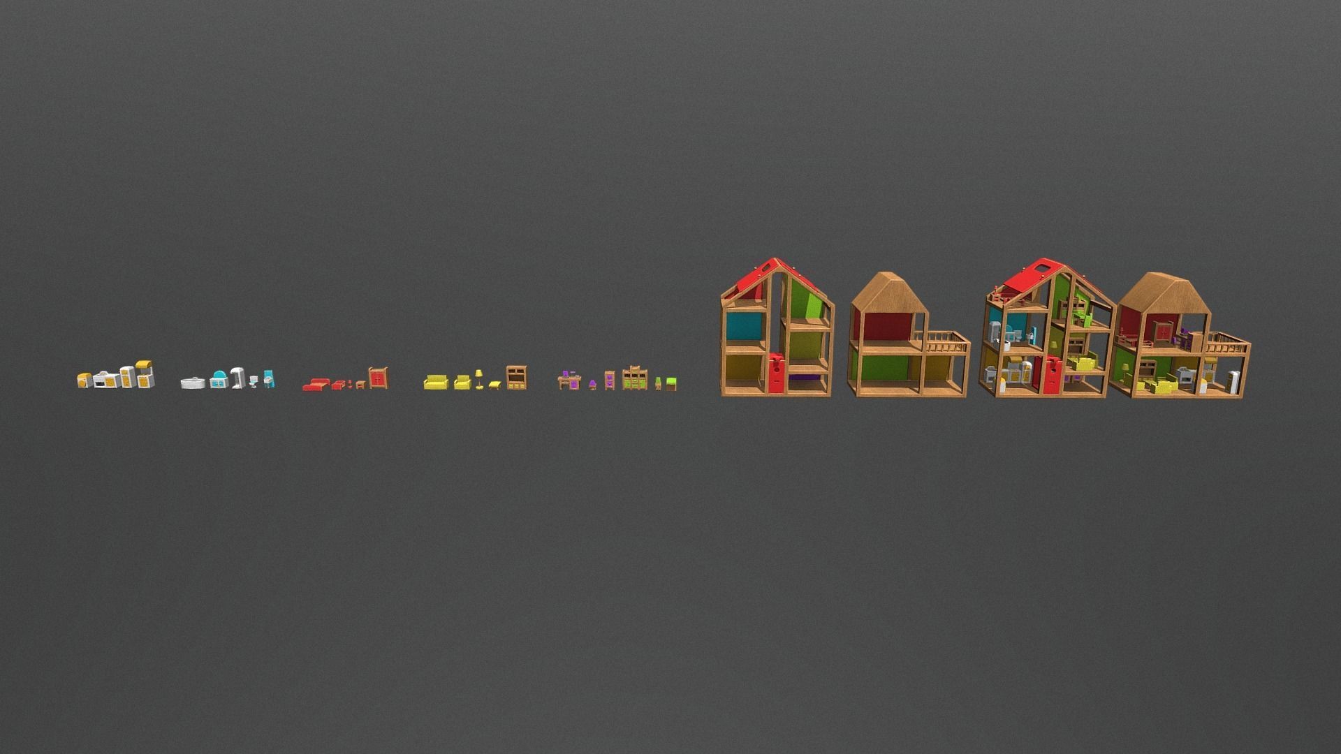 Dolls House Low-poly 3D model_1