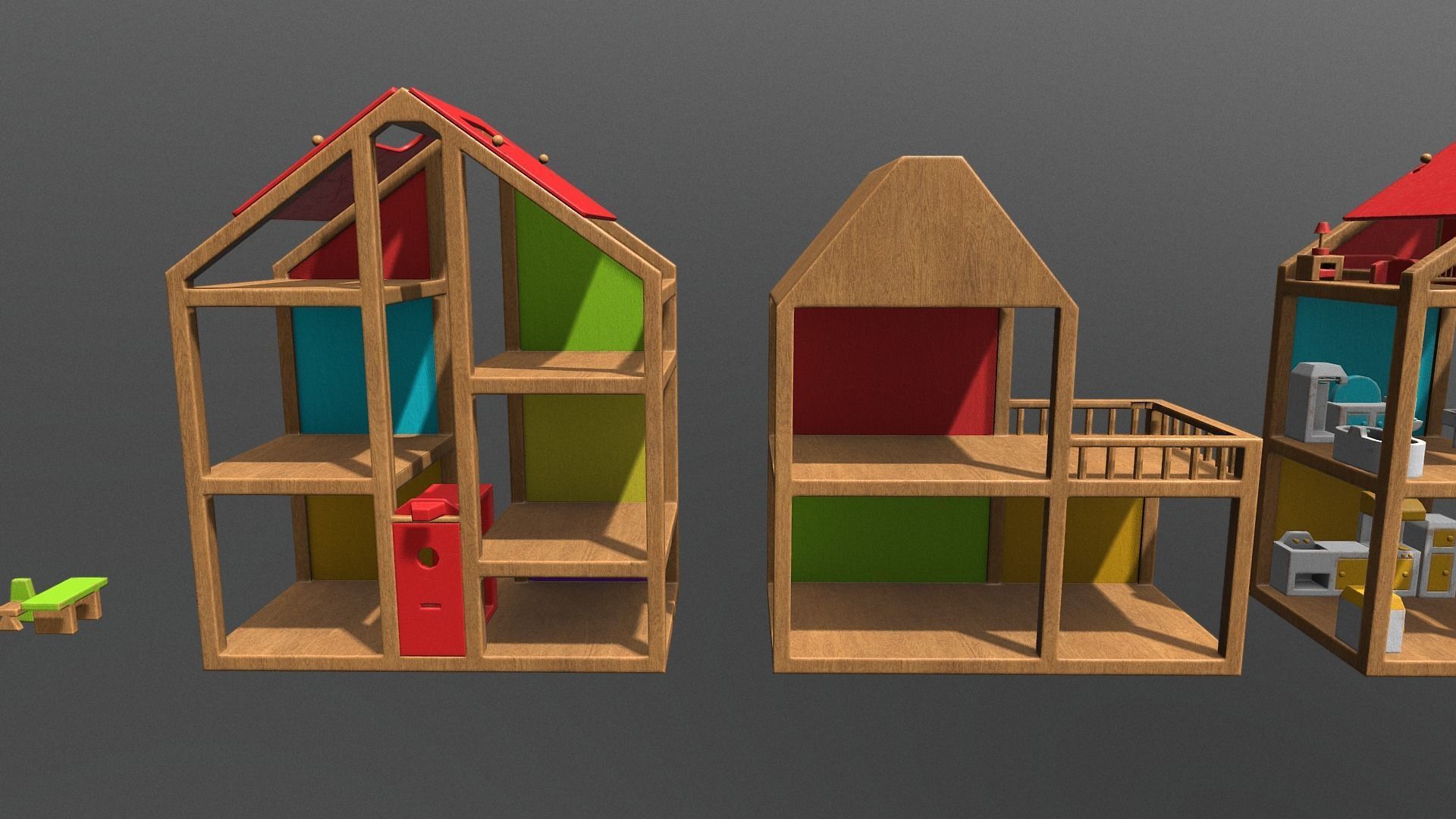 Dolls House Low-poly 3D model_3