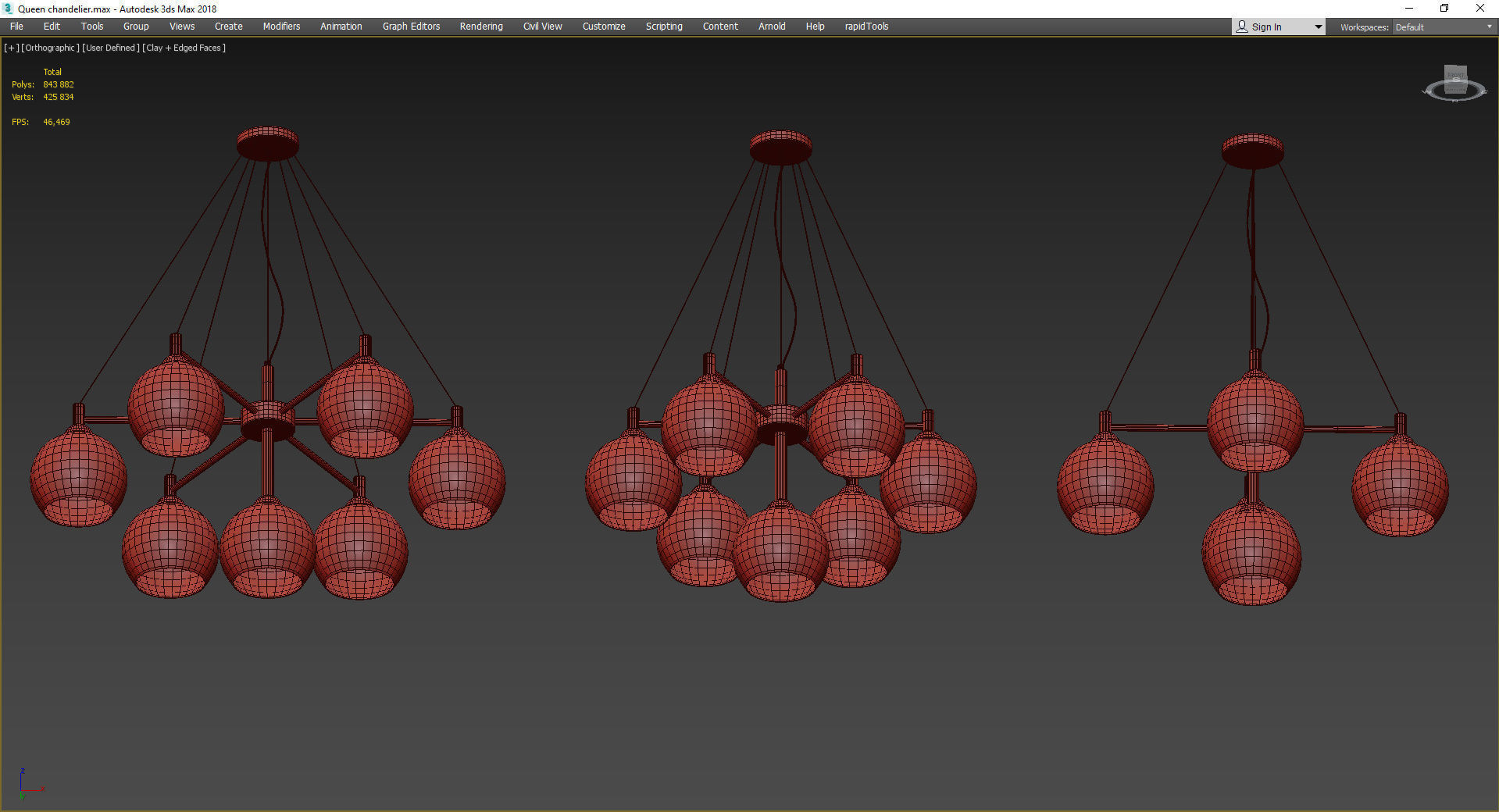 Queen chandelier 3D model_2