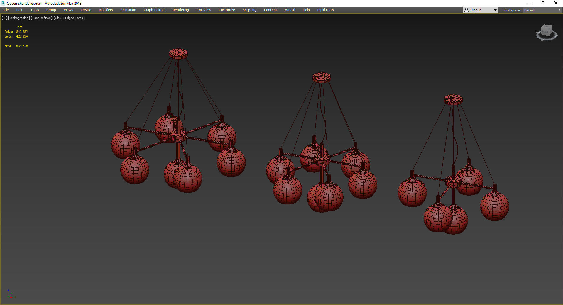Queen chandelier 3D model_4