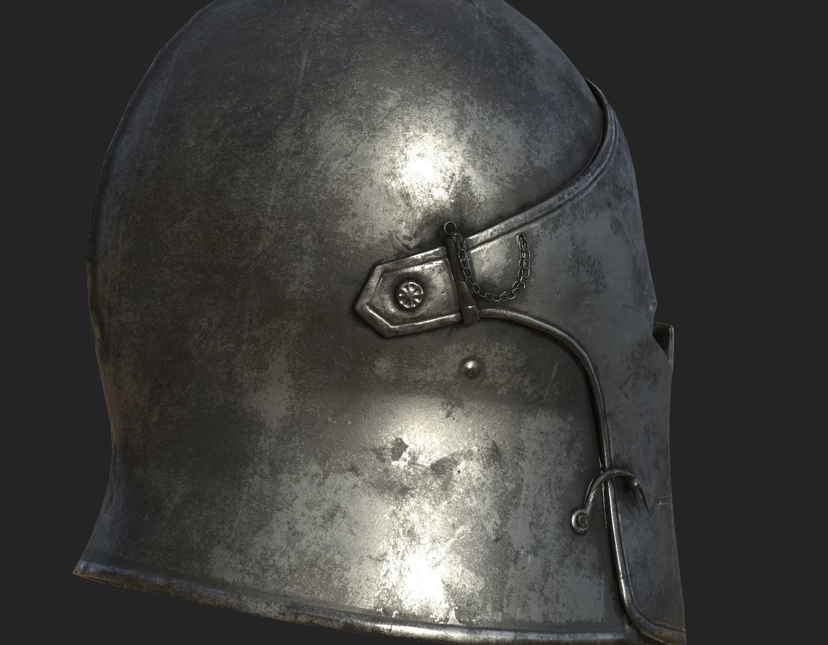 Medieval Knight Helmet x 3 Textures Low-poly 3D model_32