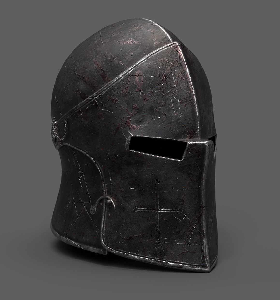 Medieval Knight Helmet x 3 Textures Low-poly 3D model_4