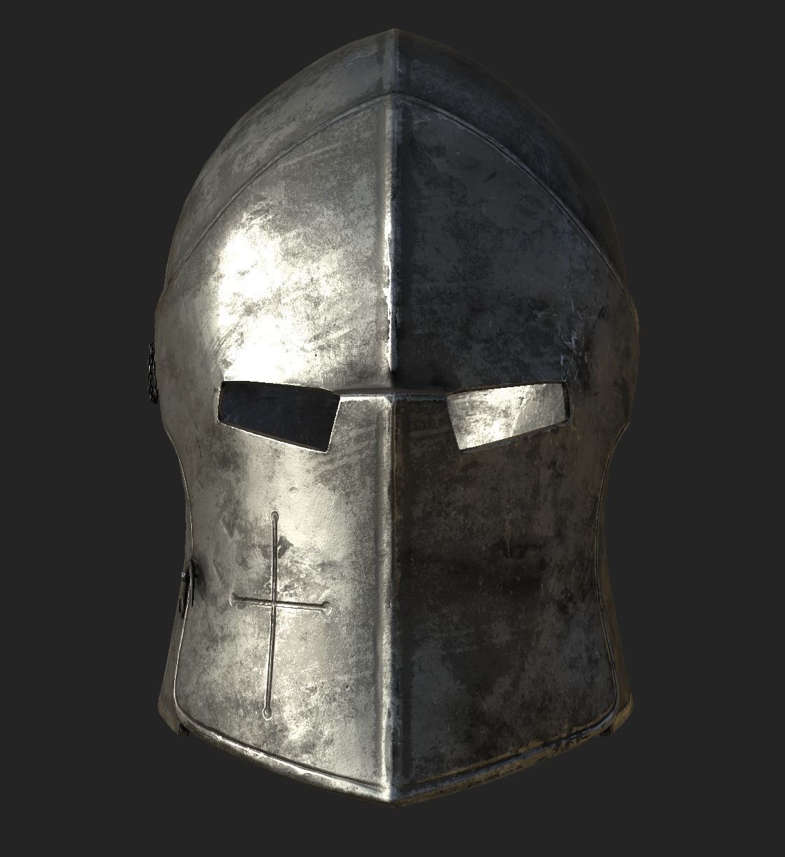 Medieval Knight Helmet x 3 Textures Low-poly 3D model_21