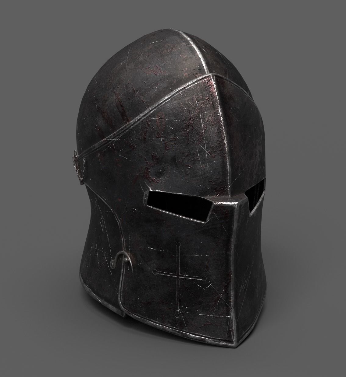 Medieval Knight Helmet x 3 Textures Low-poly 3D model_5