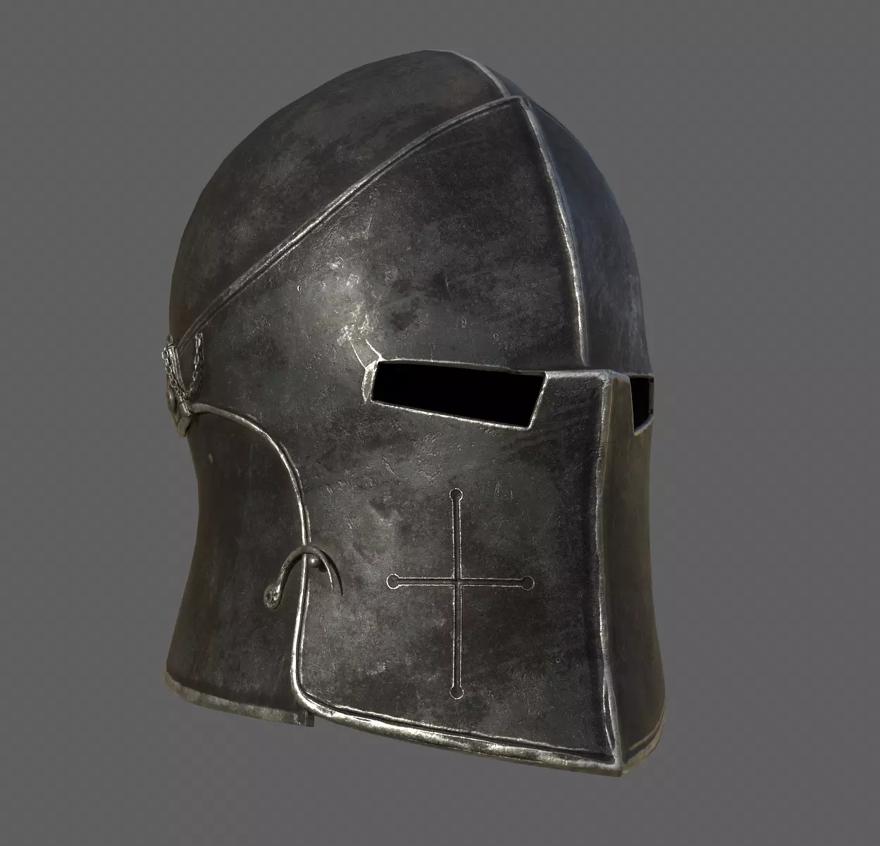 Medieval Knight Helmet x 3 Textures Low-poly 3D model_0