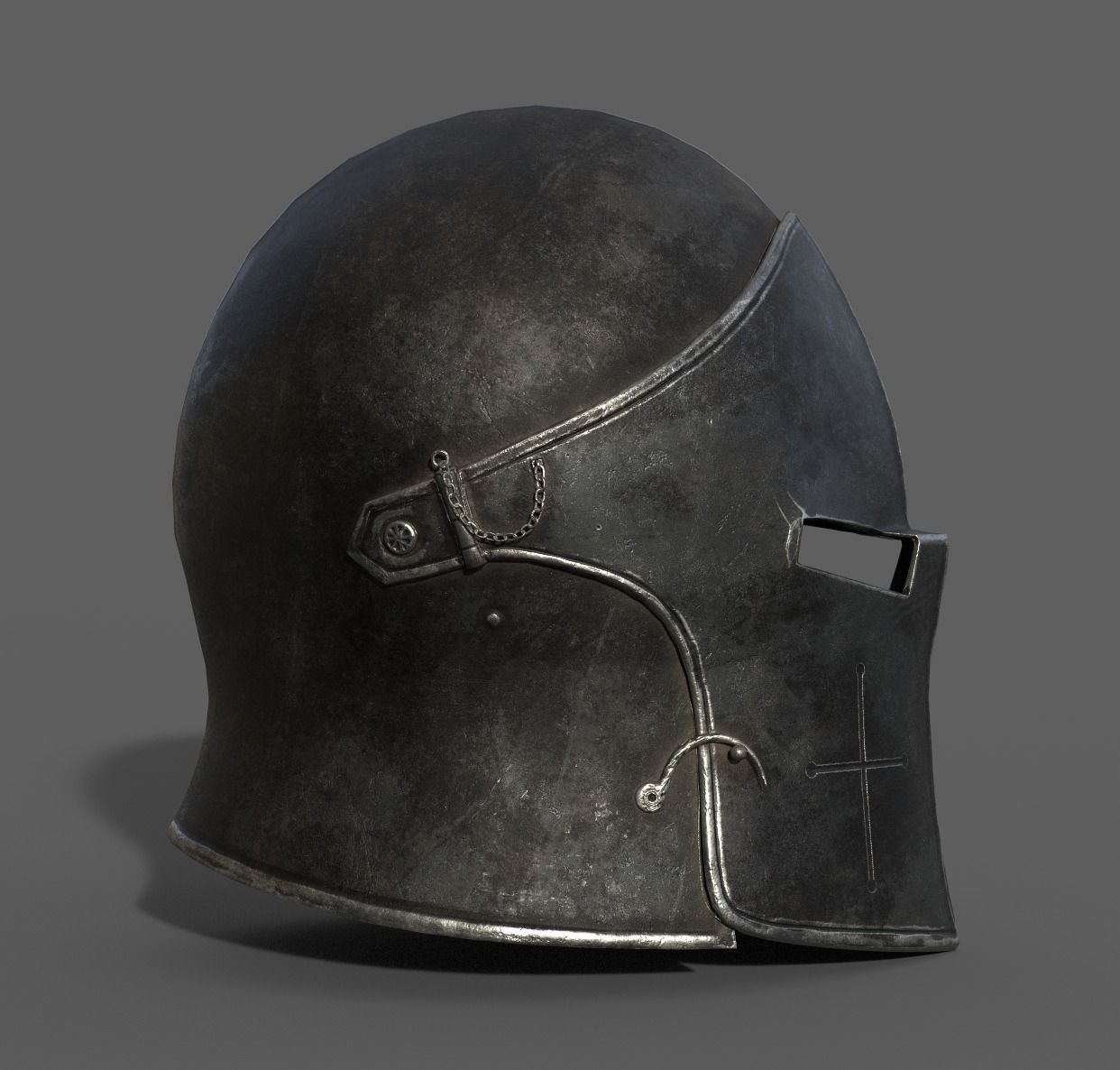 Medieval Knight Helmet x 3 Textures Low-poly 3D model_19