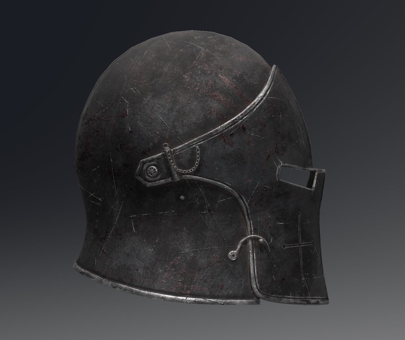 Medieval Knight Helmet x 3 Textures Low-poly 3D model_7