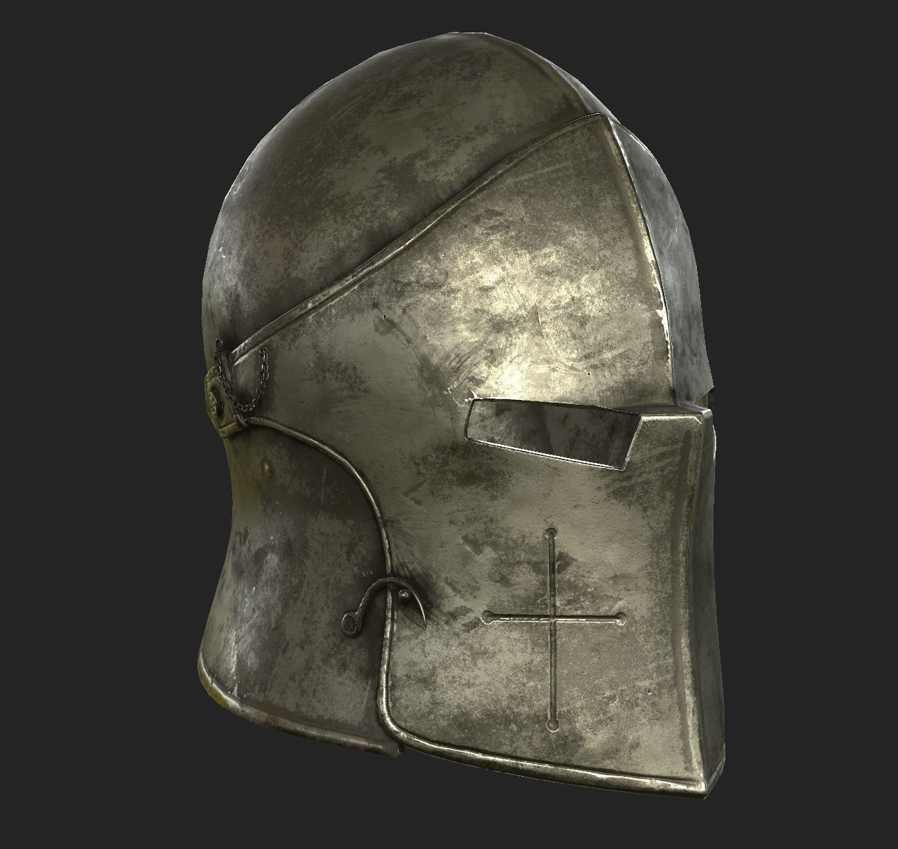 Medieval Knight Helmet x 3 Textures Low-poly 3D model_30