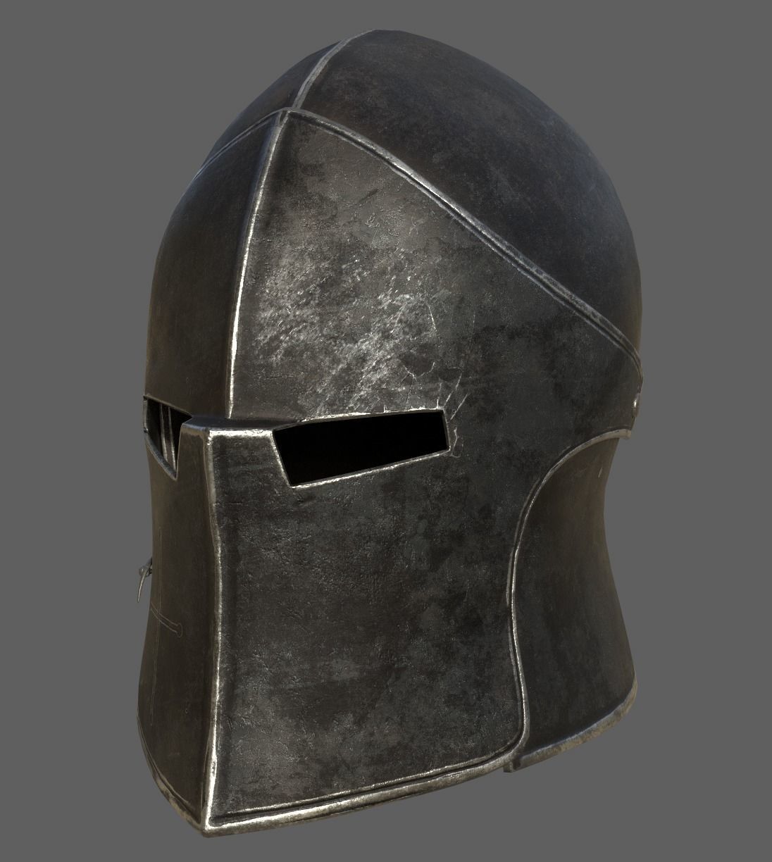 Medieval Knight Helmet x 3 Textures Low-poly 3D model_9