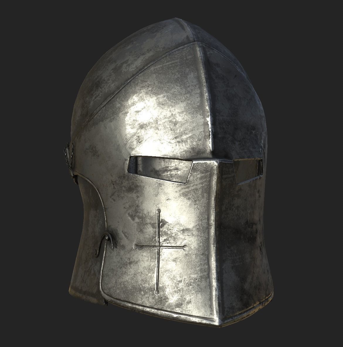 Medieval Knight Helmet x 3 Textures Low-poly 3D model_2