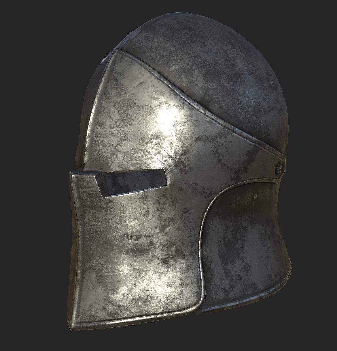 Medieval Knight Helmet x 3 Textures Low-poly 3D model_25