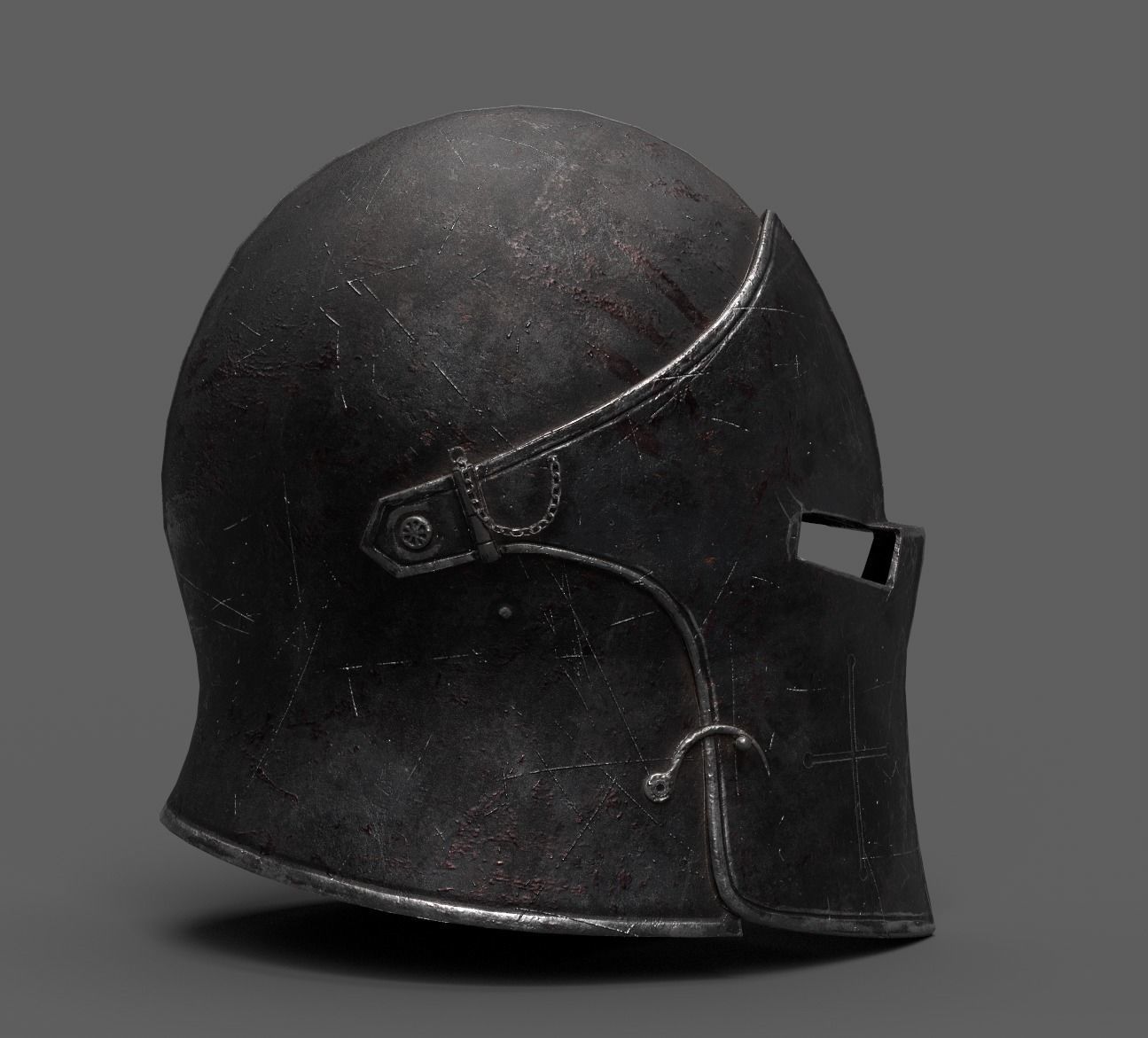 Medieval Knight Helmet x 3 Textures Low-poly 3D model_15