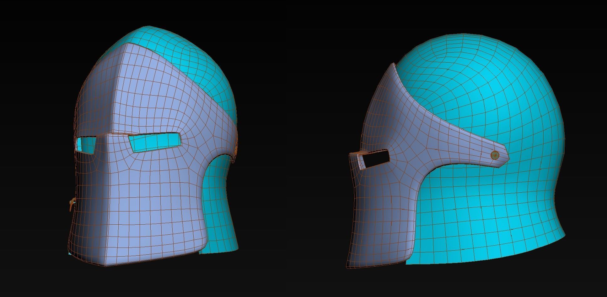 Medieval Knight Helmet x 3 Textures Low-poly 3D model_34