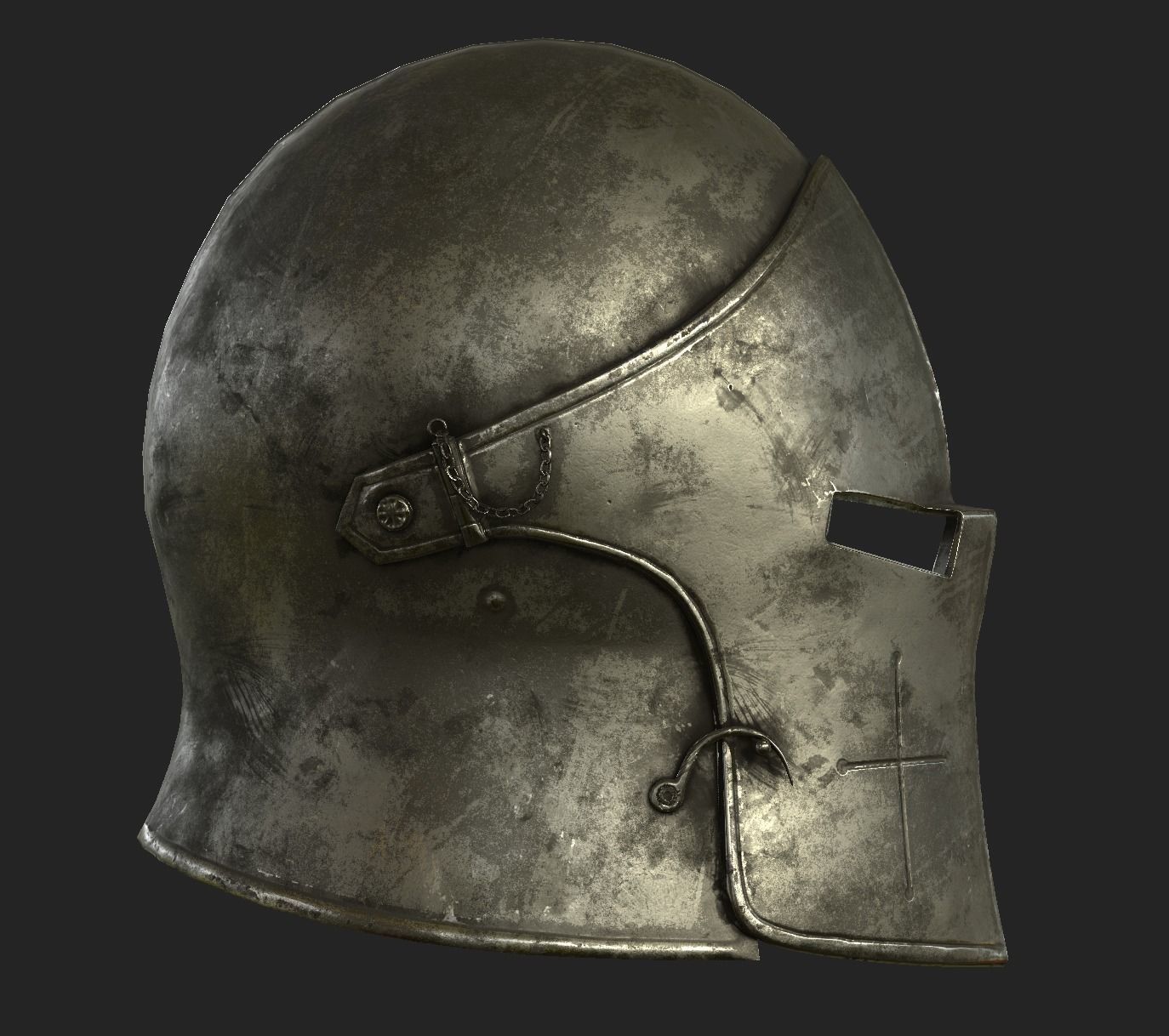 Medieval Knight Helmet x 3 Textures Low-poly 3D model_31
