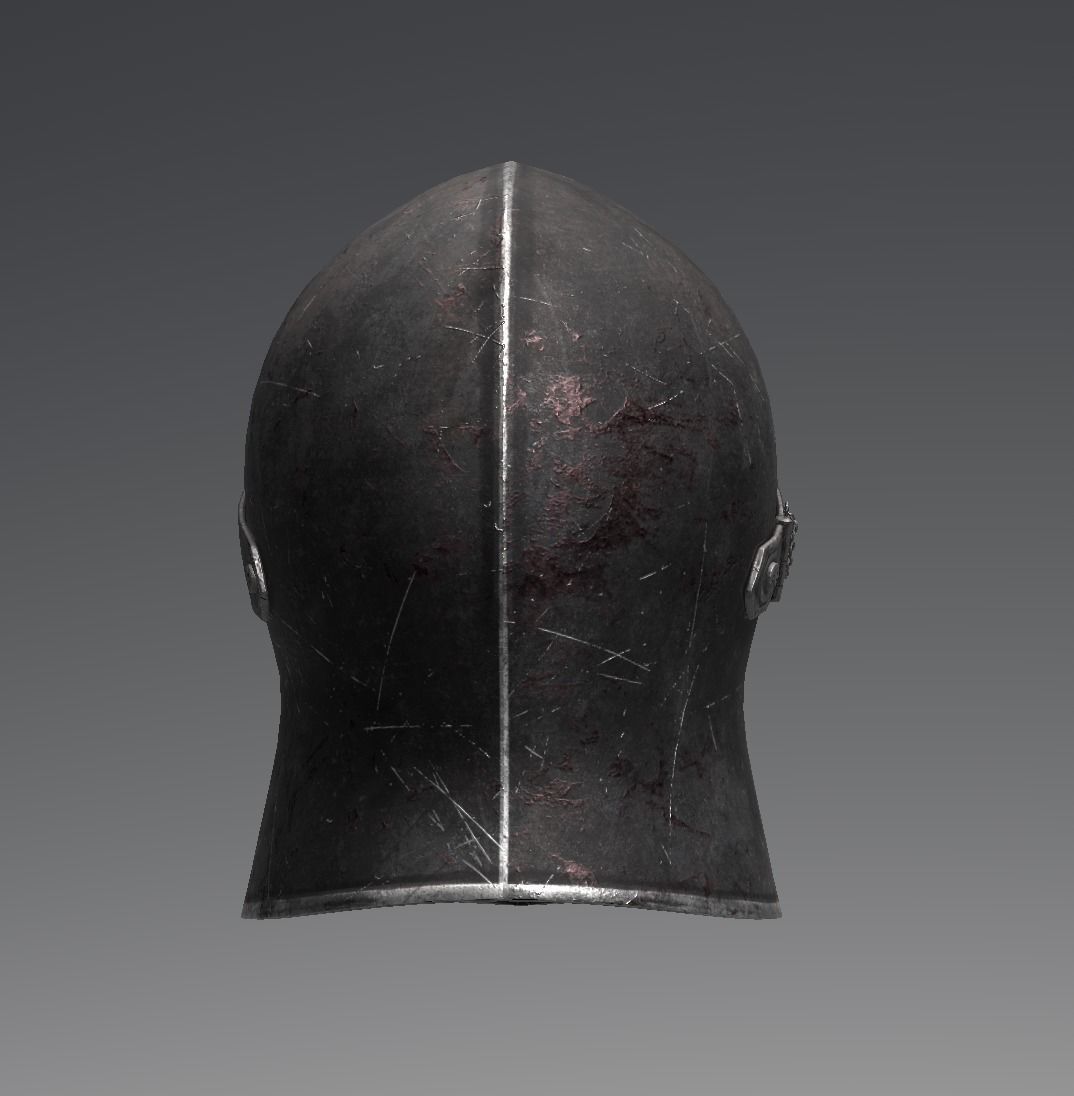 Medieval Knight Helmet x 3 Textures Low-poly 3D model_8