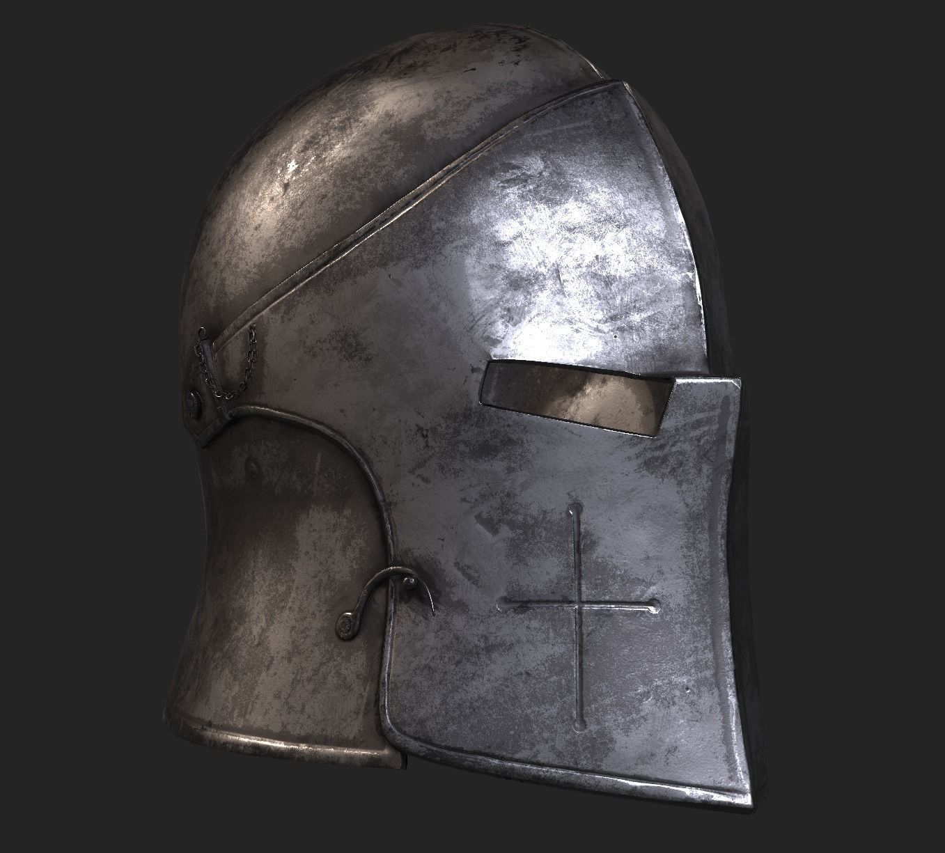 Medieval Knight Helmet x 3 Textures Low-poly 3D model_29