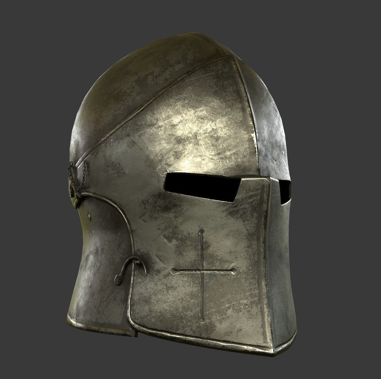 Medieval Knight Helmet x 3 Textures Low-poly 3D model_27