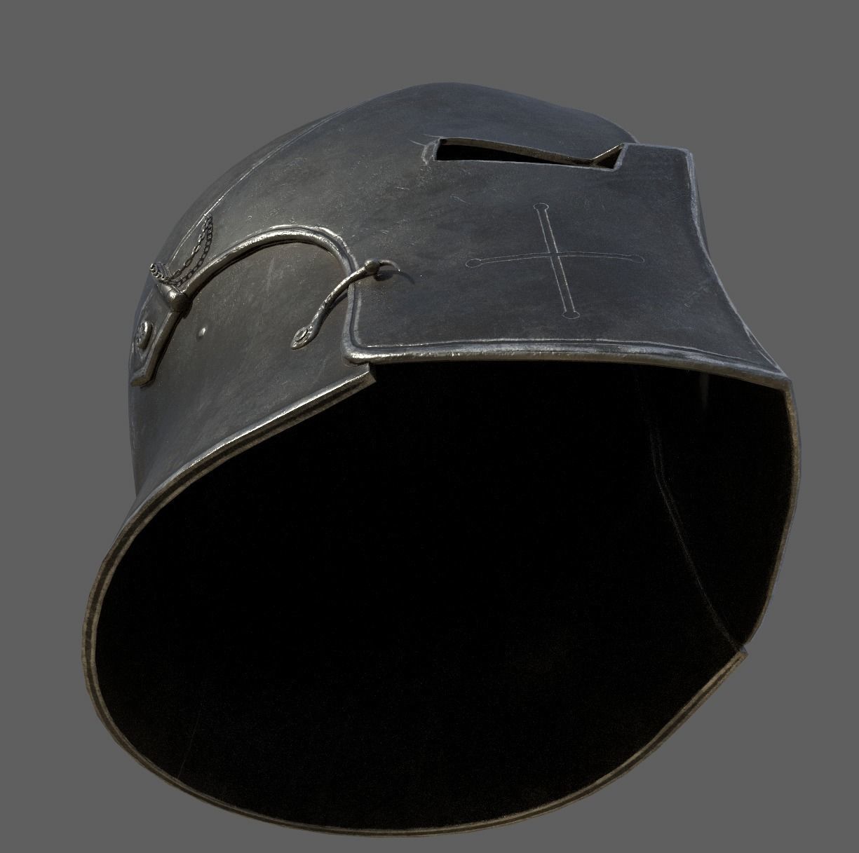 Medieval Knight Helmet x 3 Textures Low-poly 3D model_16