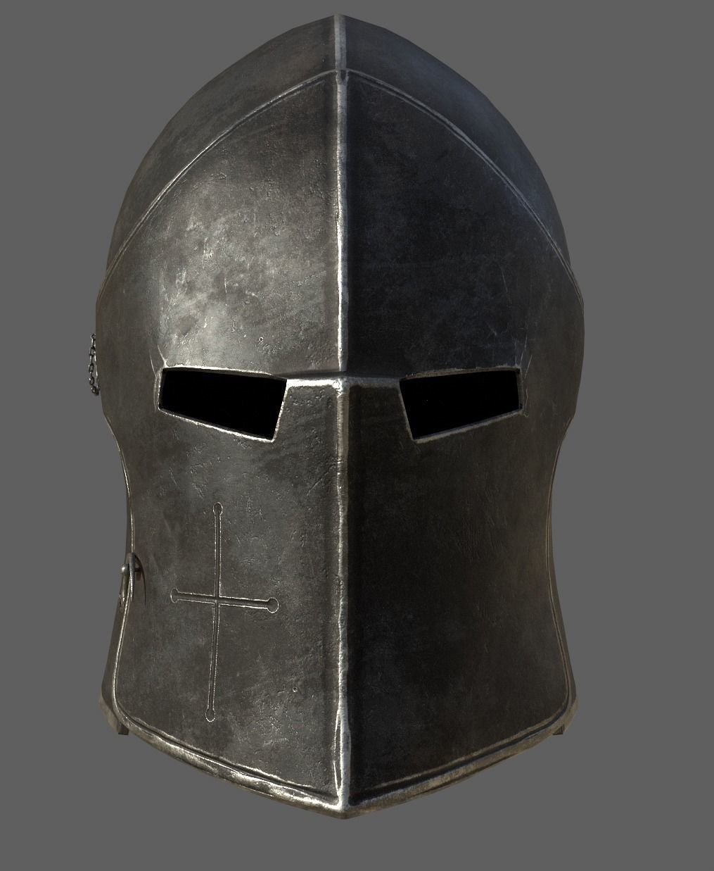 Medieval Knight Helmet x 3 Textures Low-poly 3D model_6