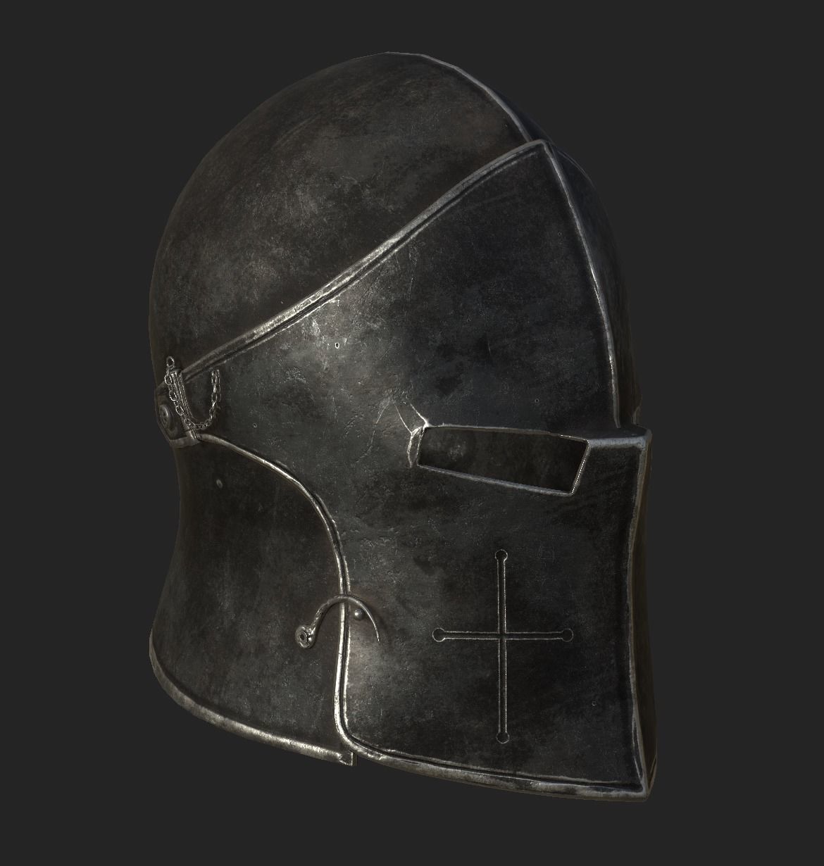 Medieval Knight Helmet x 3 Textures Low-poly 3D model_17