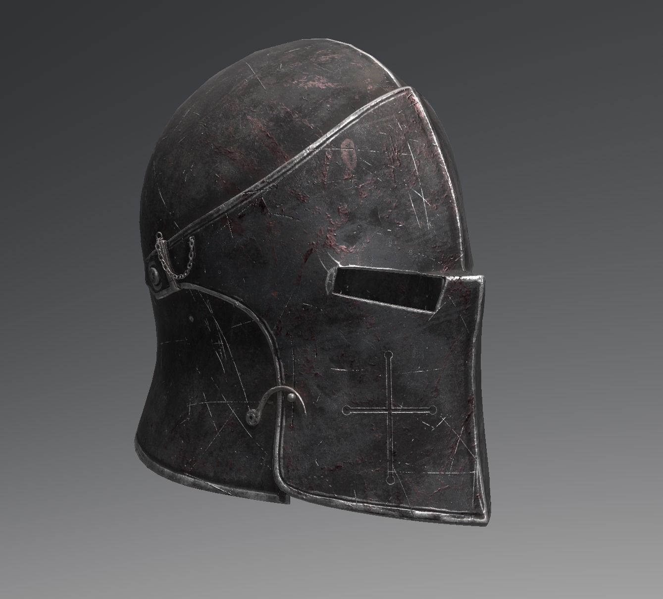 Medieval Knight Helmet x 3 Textures Low-poly 3D model_18