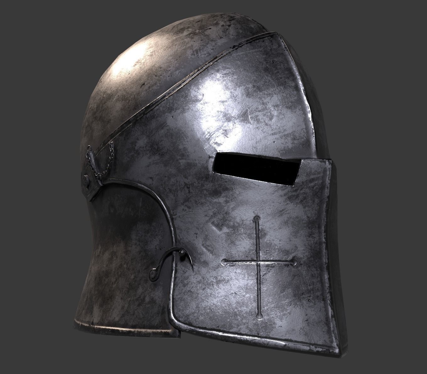 Medieval Knight Helmet x 3 Textures Low-poly 3D model_26