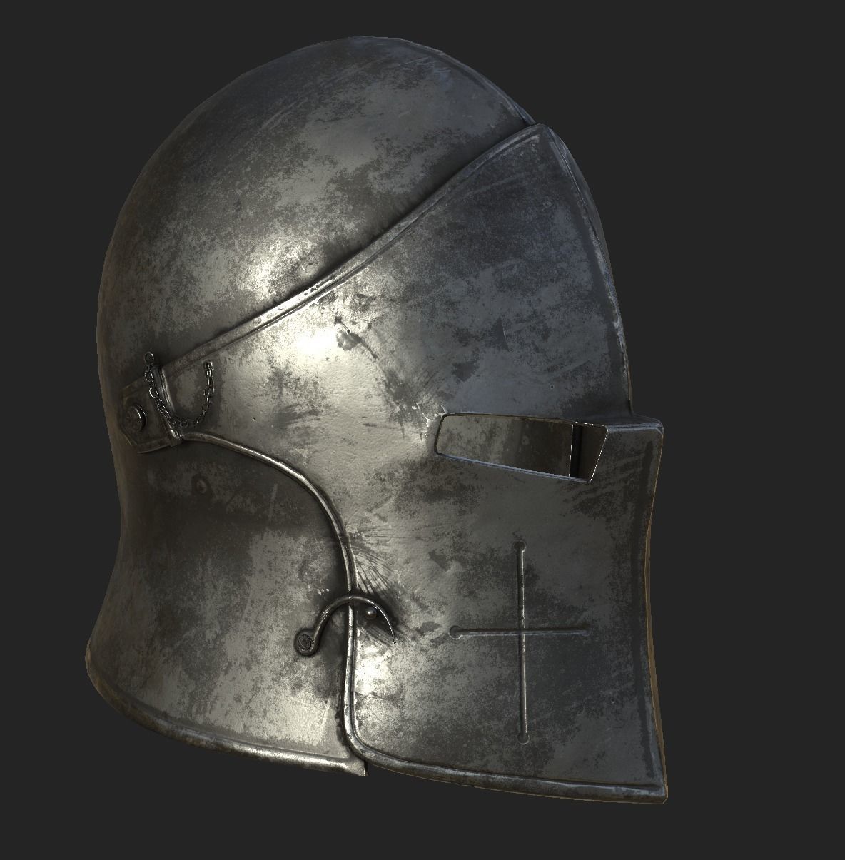 Medieval Knight Helmet x 3 Textures Low-poly 3D model_20