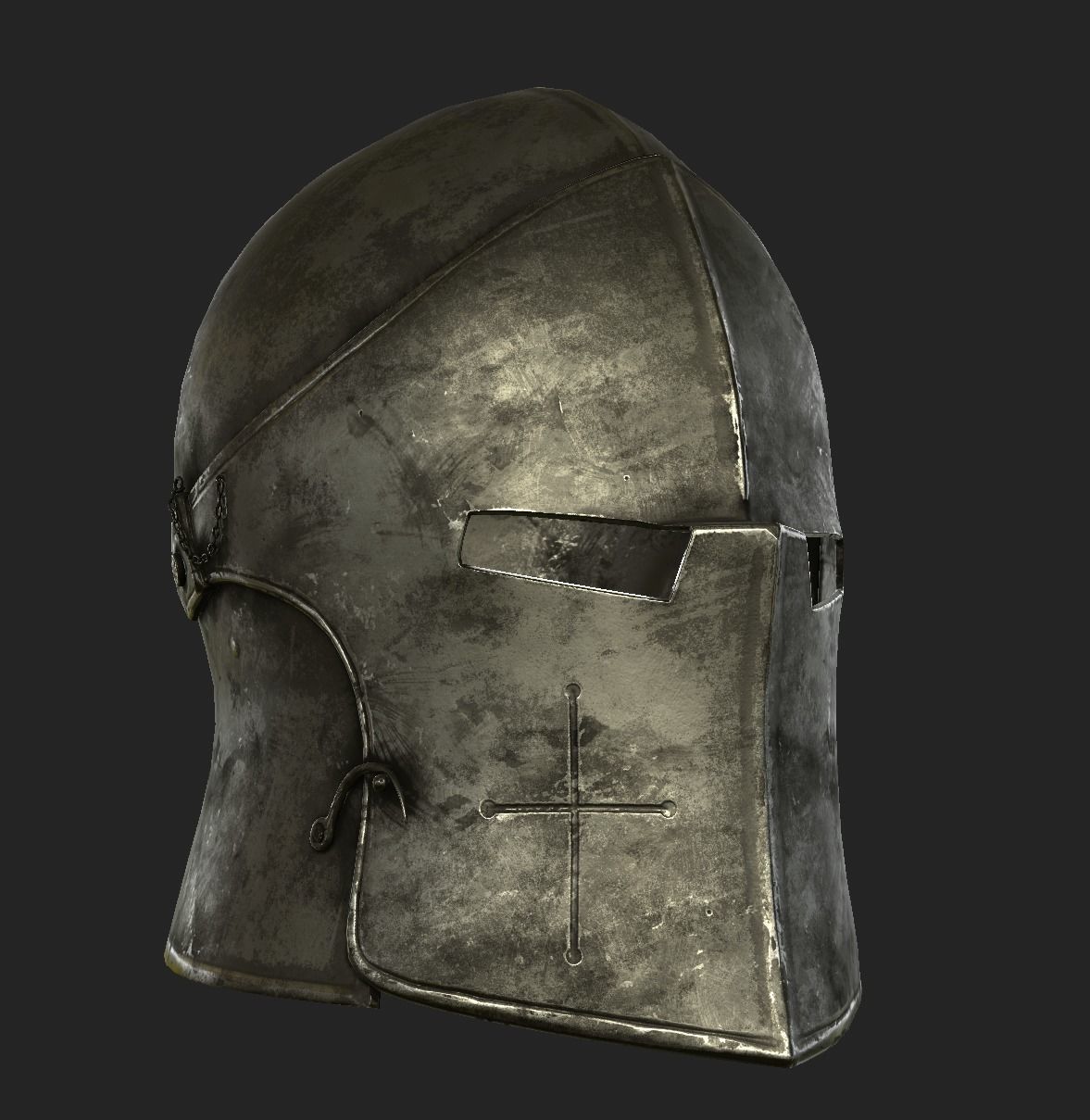 Medieval Knight Helmet x 3 Textures Low-poly 3D model_28