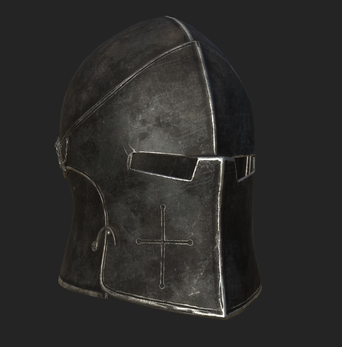 Medieval Knight Helmet x 3 Textures Low-poly 3D model_3