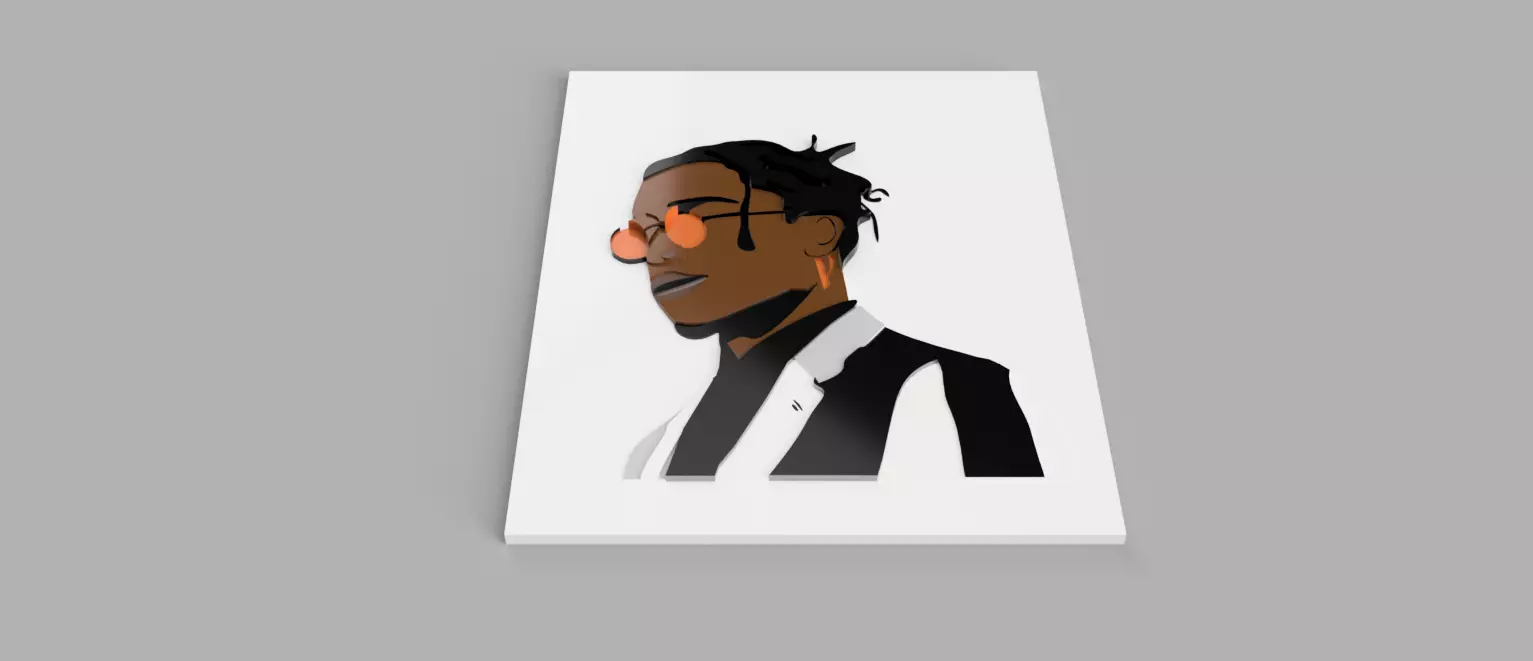 Wall 3d picture Asap Rocky 3D model_0