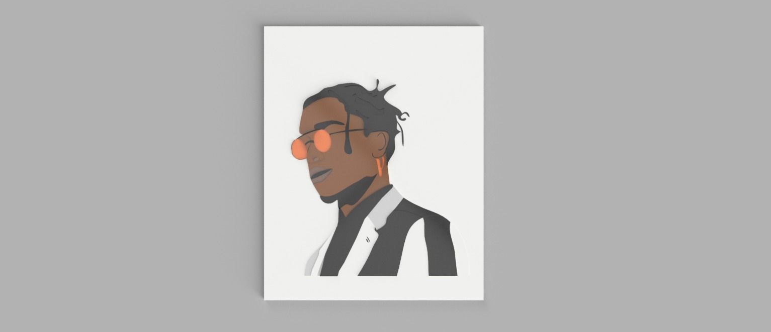 Wall 3d picture Asap Rocky 3D model_2