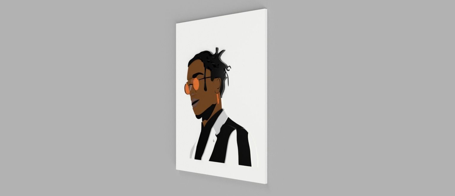 Wall 3d picture Asap Rocky 3D model_4