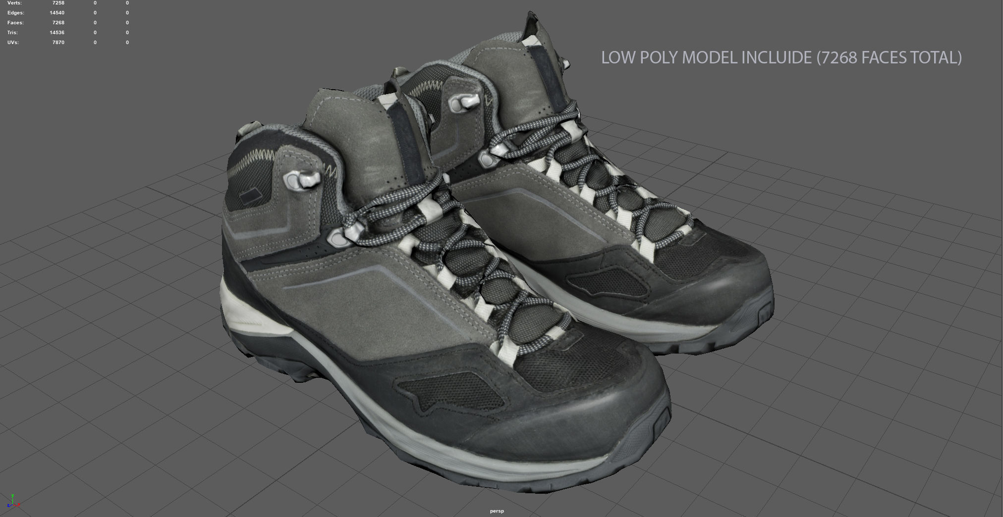 HIKING BOOTS 3 Low-poly 3D model_3