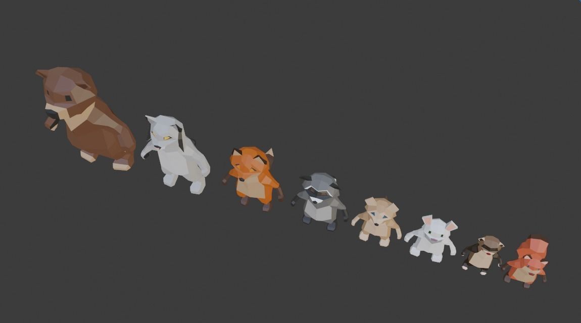 Low Poly Animal Character Collection Low-poly 3D model_1