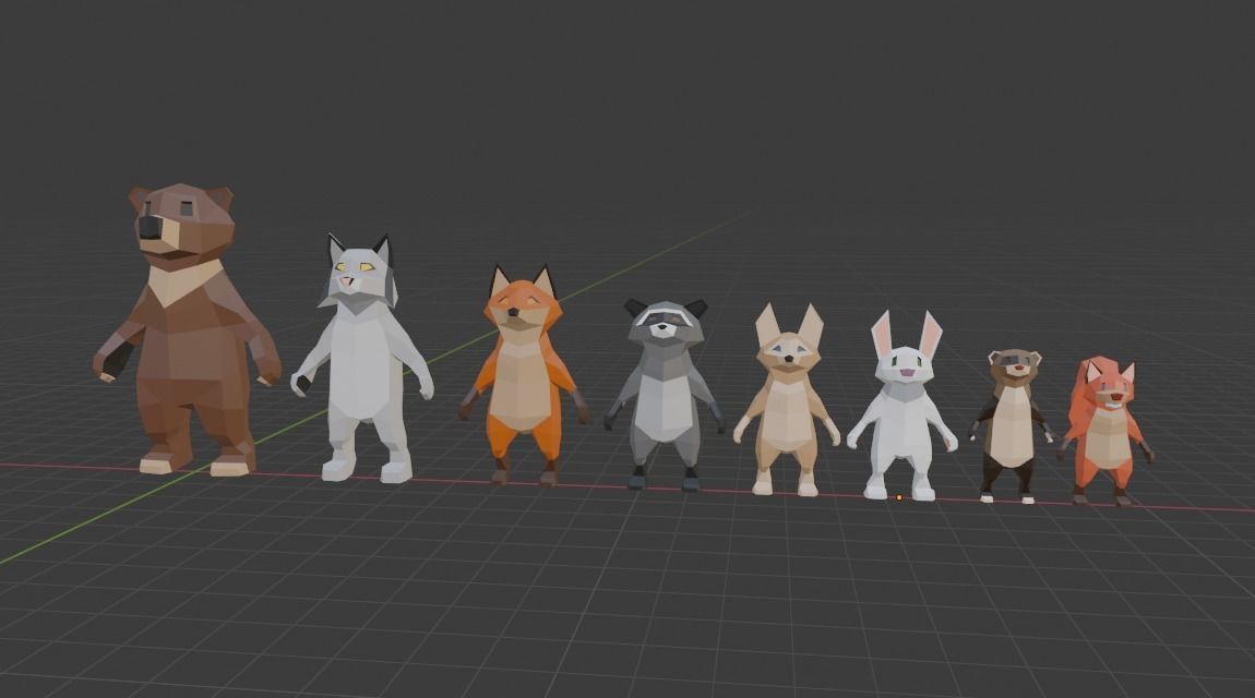 Low Poly Animal Character Collection Low-poly 3D model_2