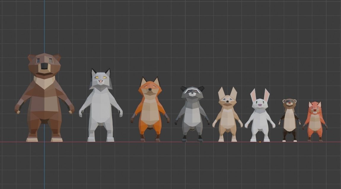 Low Poly Animal Character Collection Low-poly 3D model_4