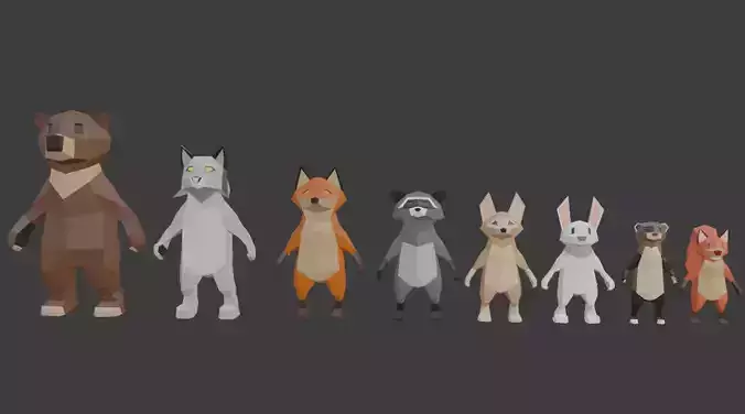 Low Poly Animal Character Collection Low-poly 3D model