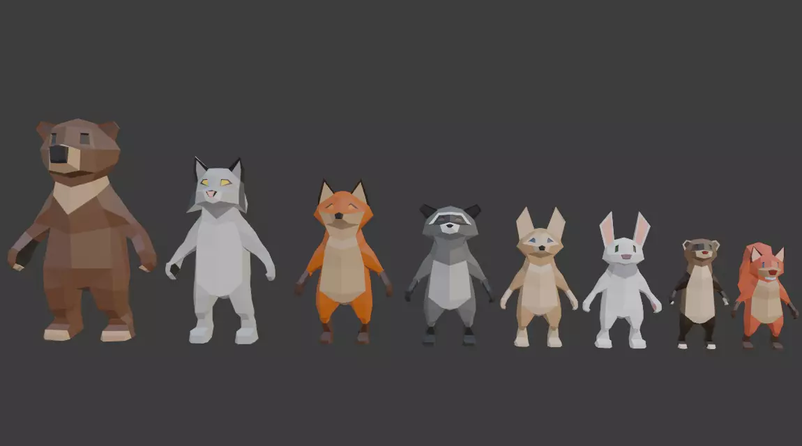 Low Poly Animal Character Collection Low-poly 3D model_0