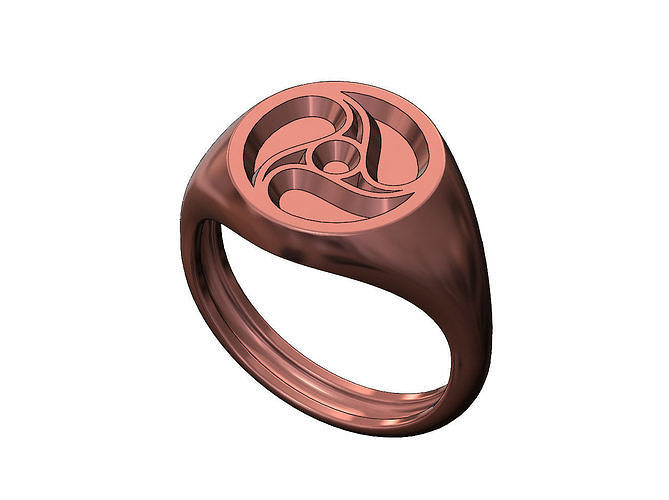 Round signet ring with gothic ornament N05 3D print model
