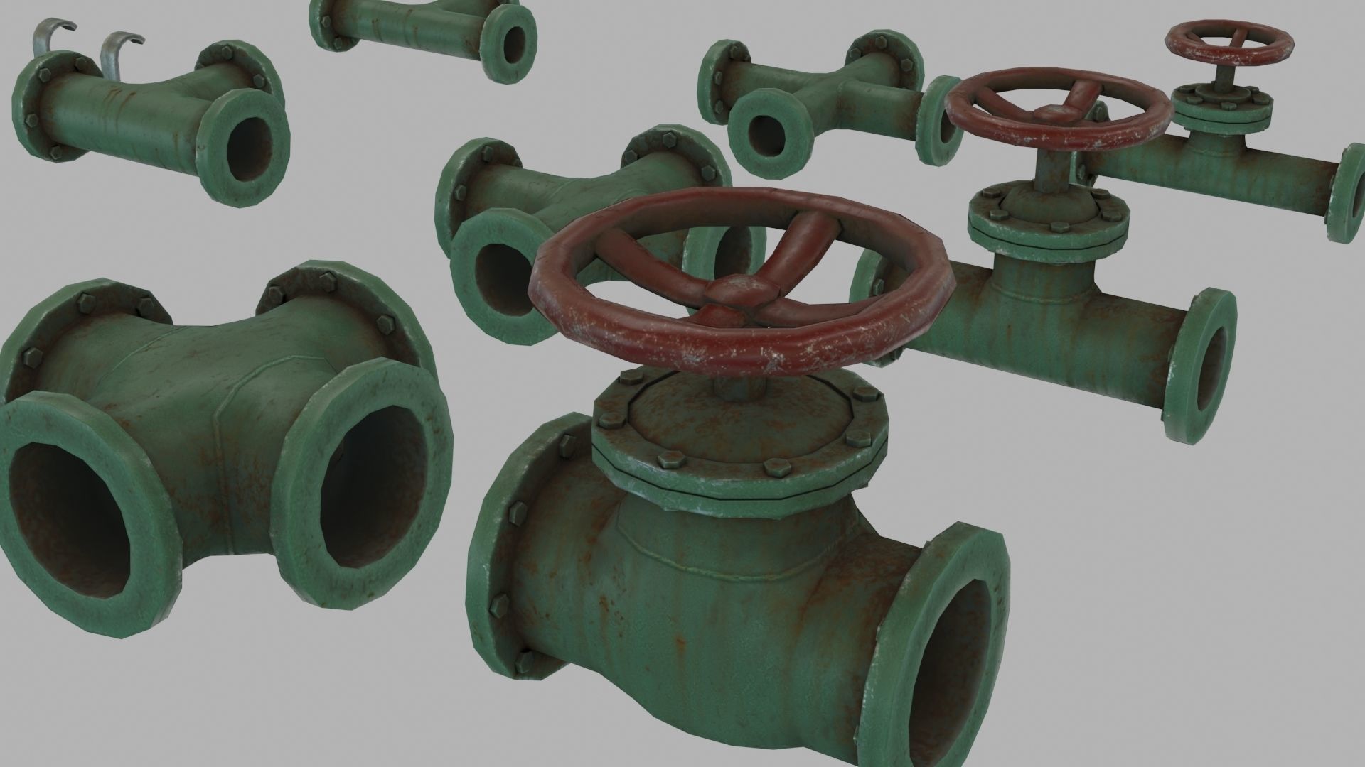 Low Poly Modular PBR Pipe Asset Collection Low-poly 3D model_20