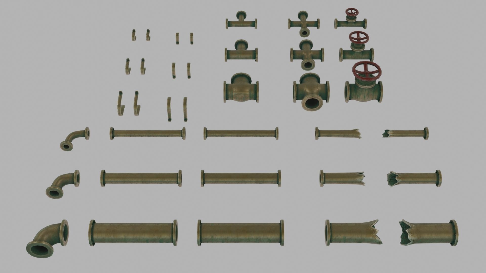 Low Poly Modular PBR Pipe Asset Collection Low-poly 3D model_2