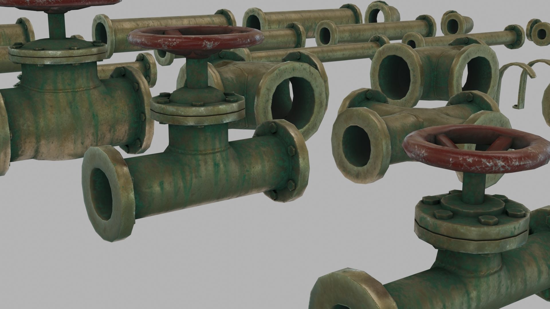 Low Poly Modular PBR Pipe Asset Collection Low-poly 3D model_10