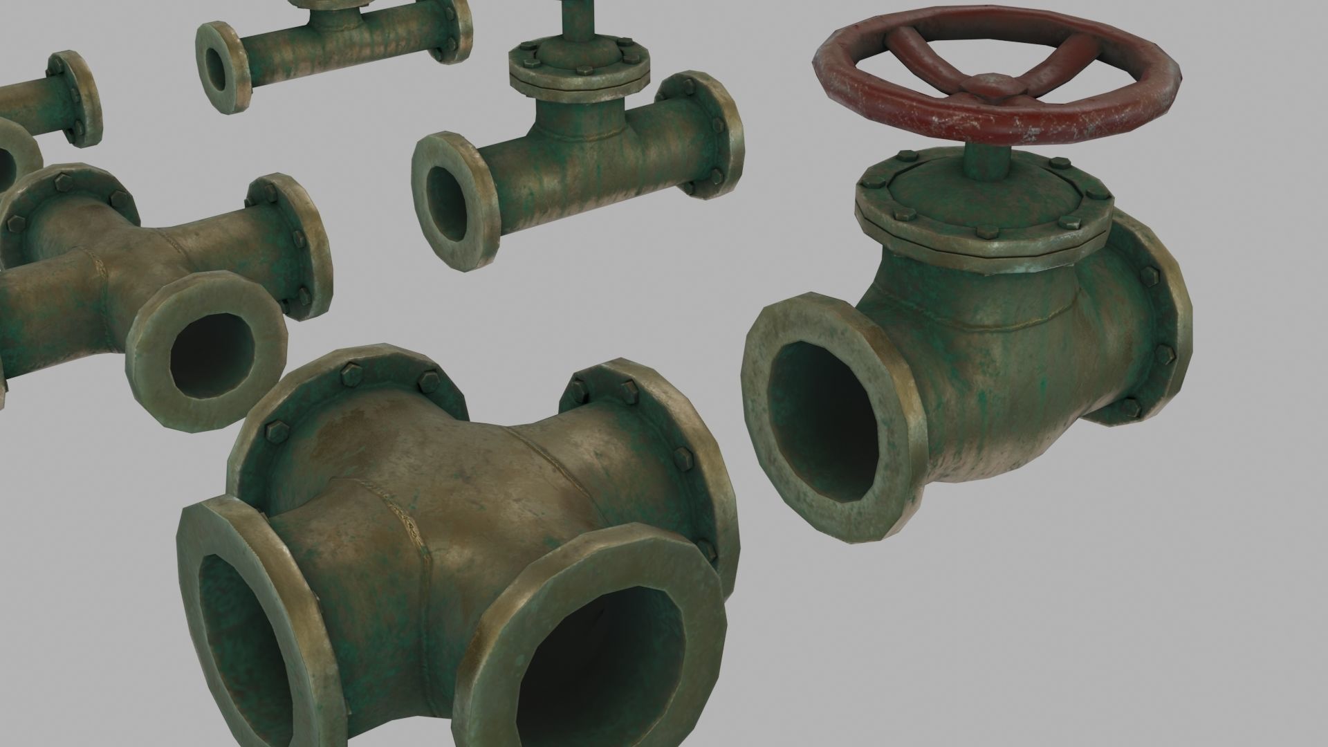 Low Poly Modular PBR Pipe Asset Collection Low-poly 3D model_11