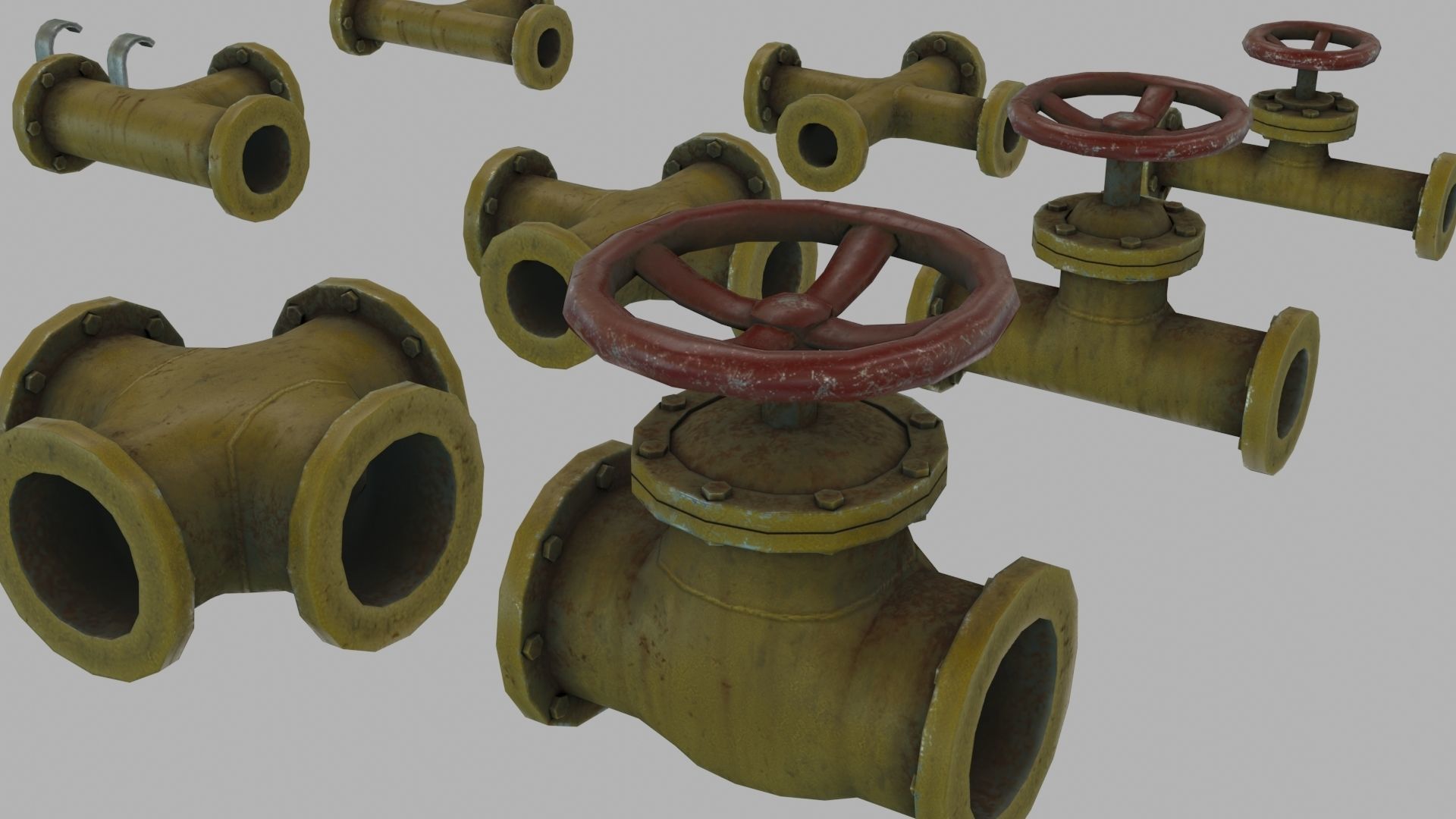 Low Poly Modular PBR Pipe Asset Collection Low-poly 3D model_19