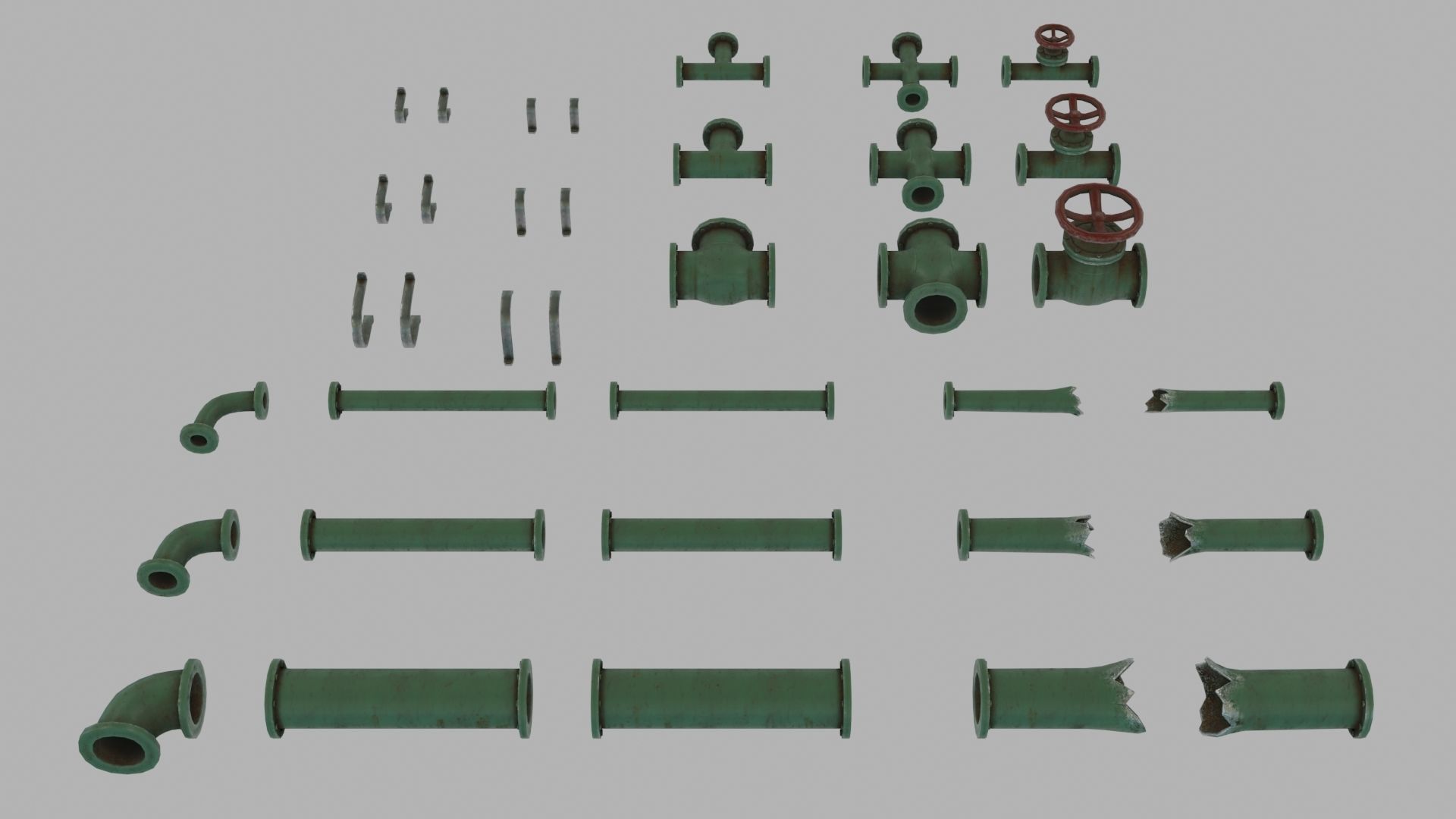 Low Poly Modular PBR Pipe Asset Collection Low-poly 3D model_3
