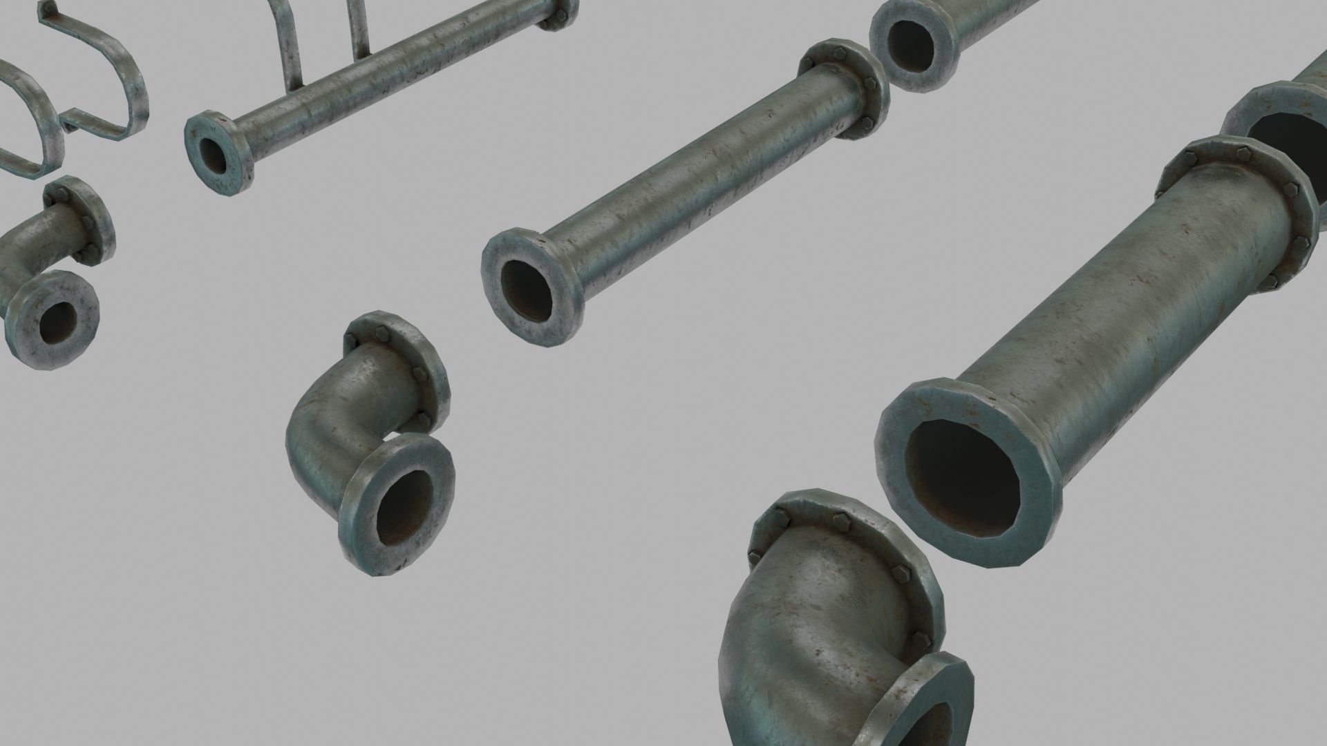 Low Poly Modular PBR Pipe Asset Collection Low-poly 3D model_8